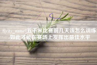 陇南五千米比赛前几天该怎么训练-如此才能在赛场上发挥出最佳水平