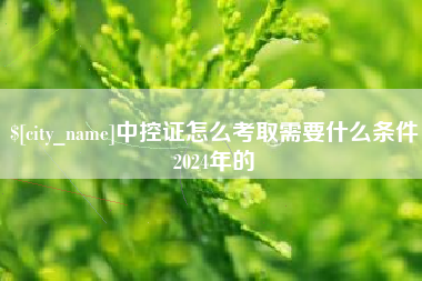陇南中控证怎么考取需要什么条件2024年的